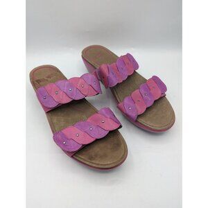 Women's Dansko Dee Pink Purple Leather Slides wedge Sandals EUR 41 US 10.5‎ / 11